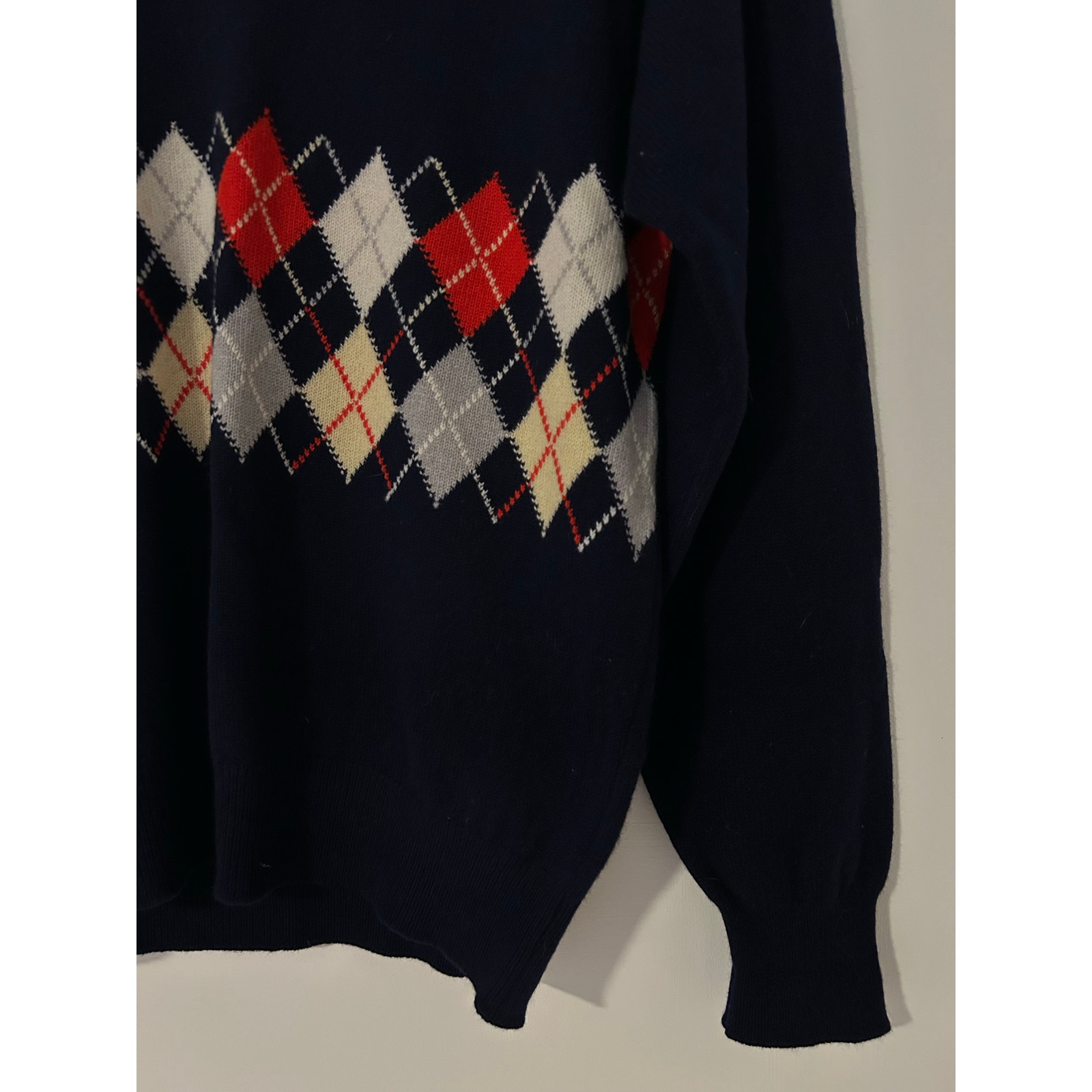Vtg Pringle Of Scotland Intarsia Argyle Diamond Print Sweater 100% Cashmere Euc — image 2 of 7